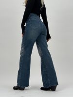 Jeans | Blug wide leg cu ștrasuri frontale - imagine 4