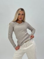 Pulover din tricot cu model torsade - imagine 5