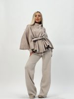 Poncho cu cordon în talie - imagine 7