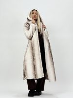 Jachetă din blană cu glugă și cordon - imagine 3