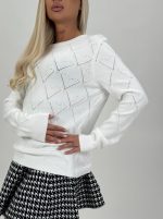 Pulover tricotat cu model romb - imagine 15