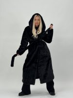 Jachetă din blană cu glugă și cordon - imagine 17