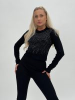 Pulover scurt cu ștrasuri - imagine 5