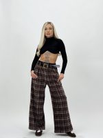 Pantalon wide leg din catifea