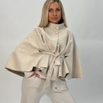 Poncho cu cordon în talie