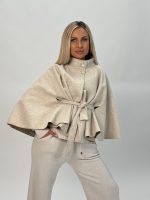 Poncho cu cordon în talie