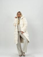 Jachetă lungă din blană cu glugă - imagine 7