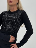 Pulover scurt cu ștrasuri - imagine 7