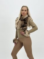 Jachetă din tricot cu blană - imagine 18