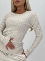 Pulover din tricot cu model torsade - imagine 3