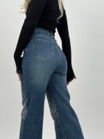 Jeans | Blug wide leg cu ștrasuri frontale - imagine 5