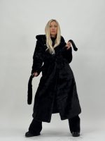 Jachetă din blană cu glugă și cordon - imagine 16