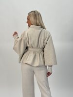 Poncho cu cordon în talie - imagine 6