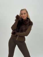 Jachetă din tricot cu blană - imagine 14