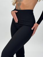 Pantalon colant evazat din jerse rigat - imagine 6