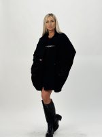 Blazer oversized cu buzunar din blană - imagine 2