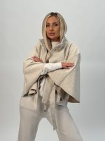 Poncho cu cordon în talie - imagine 4