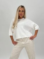 Pulover oversized accesorizat cu mânecă scurtă - imagine 12