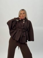 Poncho cu cordon în talie - imagine 15