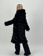 Jachetă lungă din blană cu glugă - imagine 5