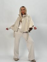 Poncho cu cordon în talie - imagine 5