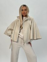 Poncho cu cordon în talie - imagine 3