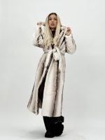 Jachetă din blană cu glugă și cordon - imagine 2