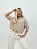 Pulover oversized accesorizat cu mânecă scurtă - imagine 3