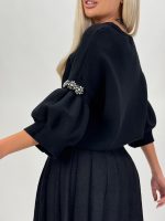 Pulover cu mânecă scurtă accesorizat - imagine 16