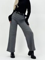 Pantalon office gri cu curea - imagine 4