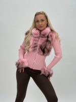 Jachetă din tricot cu blană - imagine 9