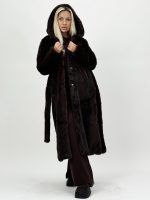 Jachetă din blană cu glugă și cordon - imagine 7