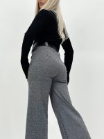 Pantalon office gri cu curea - imagine 7