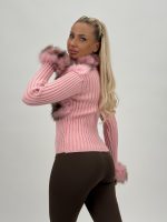 Jachetă din tricot cu blană - imagine 12