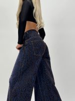 Jeans | Blug baggy cu imprimeu din catifea - imagine 4