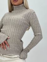 Pulover helancă cu model torsade - imagine 3