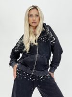 Set hanorac și pantalon din jerse cu ștrasuri - imagine 4