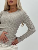 Pulover din tricot cu model torsade - imagine 7