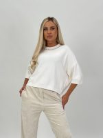 Pulover oversized accesorizat cu mânecă scurtă - imagine 11