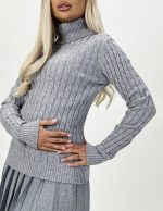 Pulover helancă cu model torsade - imagine 19