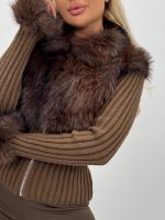 Jachetă din tricot cu blană - imagine 15