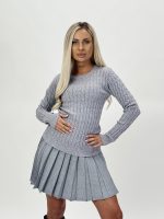 Pulover din tricot cu model torsade - imagine 17