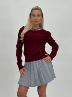 Pulover din tricot cu model torsade și perle - imagine 21