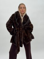 Jachetă din blană cu cordon în talie - imagine 2