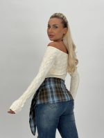 Pulover scurt cu model torsade - imagine 4