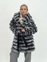 Jachetă oversized gri din blană - imagine 3