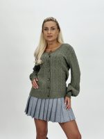 Pulover cardigan cu model torsade și lurex - imagine 14