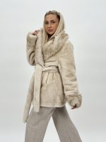 Jachetă din blană cu cordon în talie - imagine 6