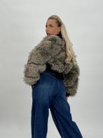 Jachetă din ecopiele și blană cu catarame - imagine 14