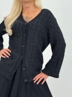 Pulover cardigan cu model torsade și lurex - imagine 25